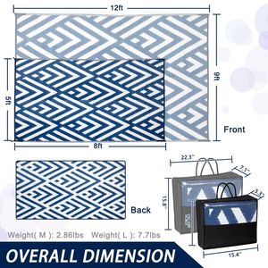 Alfombra Moderna Reversible para Exteriores, Impermeable, de Plástico y Paja, para Patio, RV y Jardín, en Oferta para Decoración de Exteriores - Product Image 3