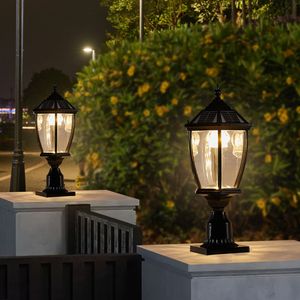 20\" Black Vintage Garden Light <b>Solar</b> <b>Powered</b> LED Outdoor <b>Lantern</b> with Elegant Glass Design for Pathways Yards & Patios - Product Image 1