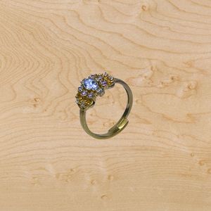 Anillo de Plata de Ley 925 Chapado en Oro con Turmalina Rosa y Topacio Blanco para Mujer, Joyería para Bodas - Product Image 1