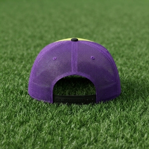 Men's <b>Purple</b> Lime Green Trucker Cap Custom Embroidered Logo Mesh Back Baseball <b>Hat</b> Adjustable Two Tone Streetwear - Product Image 6