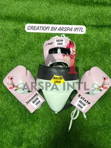 Ensemble de boxe professionnel Pro Punching, best-seller, style imprimé gagnant, parfait pour les femmes, couleur rose et blanc, ensemble de sparring de boxe - Product Image 1