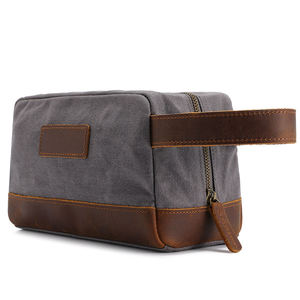 Sac de toilette promotionnel en cuir et toile portable tendance 2026 pour hommes - Product Image 2