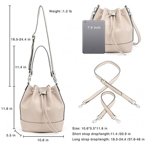 Sac fourre-tout en cuir véritable 2026 pour femme, sac à bandoulière vintage en cuir de vachette, sac seau personnalisé en cuir souple pour le shopping - Product Image 3
