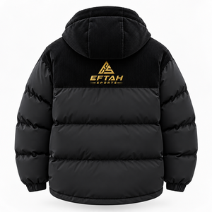 Chaqueta de pana acolchada para hombre, con capucha, gruesa, con cremallera, abrigo cálido deportivo para invierno. - Product Image 3