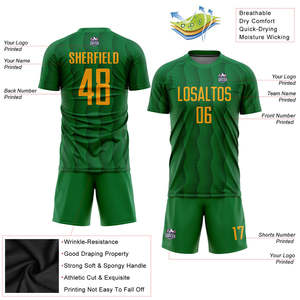 Ensemble de maillots de football à motif vert entièrement sublimé, ensemble de maillots personnalisés pour hommes, kits d'entraînement respirants, production en gros OEM - Product Image 3