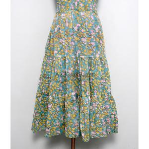 Robe midi à imprimé floral pour femme, col roulé, coupe trapèze, sans manches, 100% coton - Product Image 4