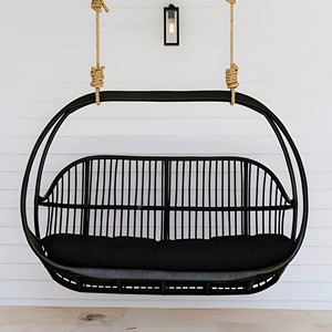 Natural rattan double <b>egg</b> basket chair swing hanging chairs comfortable seating for indoor outdoor - Product Image 6