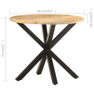 Natural Wood <b>Side</b> Table with Black Solid Mango Wood and Powder-Coated Iron Outdoor Furniture - Product Image 6