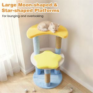 Albero per Gatti a 4 Livelli Blu con Tiragraffi in Juta e Dispositivo Anti-Ribaltamento per Gattini e Gatti Adulti - Divertimento per Arrampicarsi! - Product Image 5