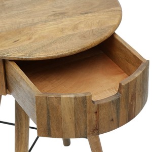Mango Wood Accent Table with <b>Drawer</b> | Industrial Metal Frame | Wholesale - Product Image 4