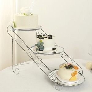 Elegante y Hermoso Soporte para Pastel de Dos Niveles Plateado, Bandeja Redonda de Acero Inoxidable para Postres, para Bodas y Decoración del Hogar - Product Image 6
