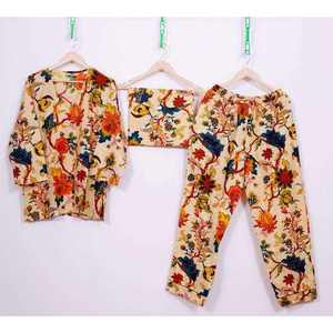 Pijamas Casuales de Otoño para Mujer, Diseño de Lujo, 100% Algodón Satinado, Conjunto de 2 Piezas, Transpirable, Suave, Cuello en V, Manga Larga, Cintura Elástica, ODM26 - Product Image 3