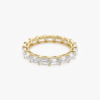 Bague de mariage de luxe taille émeraude 3,25 carats en or 18 carats, sertie de diamants de laboratoire cultivés certifiés IGI, monture à griffes East West, éternité complète