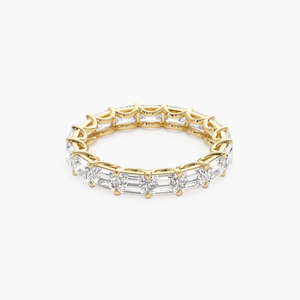 แหวนแต่งงานทรงเอเมอรัลด์คัท 3.25 กะรัต ทอง 14k แบบ East West Prong Setting ประดับเพชรทรงเอเมอรัลด์คัทจากแล็บเต็มวง - Product Image 1