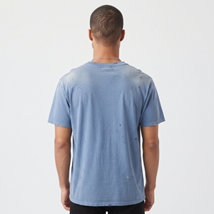 Camiseta de Algodón para Hombre, Lavado Ácido, Estilo Desgastado, Cuello Redondo Acanalado, Estilo Urbano, Corte Regular, Personalizable - Product Image 6