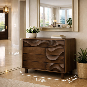 Modern Wooden <b>Sideboard</b> With Wave Carving Design For Living Room Home Furniture Midcentury Modern <b>Storage</b> Cabinet - Product Image 5
