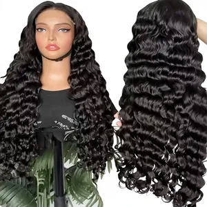 Perruque frontale HD à boucles profondes, en cheveux humains vierges noirs naturels, prête à porter, sans colle, vente en gros - Product Image 6