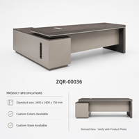 Bureau de direction moderne ArchieLeap avec armoire latérale 2400 mm, panneau en bois bicolore, mobilier de direction ZQR-00036