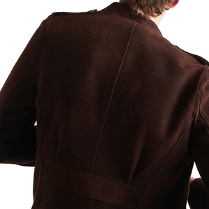 Custom Men's Cowhide <b>Suede</b> Utility <b>Jacket</b> Luxury Vintage Western Leather <b>Jacket</b> OEM Private Label leather top manufacturer - Product Image 5