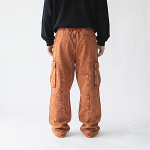 Pantalon cargo jogger oversize délavé à l'acide pour homme, coupe ample, multi-poches, en coton, style streetwear, pantalon décontracté - Product Image 2
