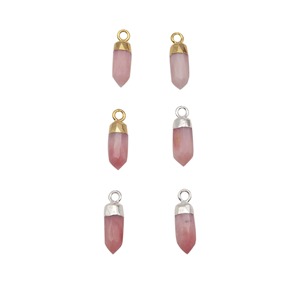 13x5mm Handcrafted Pink Opal Spike <b>Pendant</b> Necklace 925 Sterling Silver Customizable Children's Birthstone Jewelry Charm Making - Product Image 1