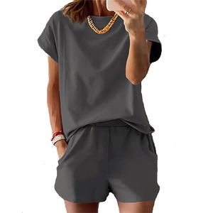 Ensemble de sport pour femmes en tricot à deux pièces, couleur unie, à capuche, manches longues, coupe régulière, respirant, pour tous les jours, printemps-été - Product Image 3