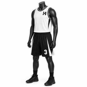 Conjunto de Uniforme de Baloncesto para Hombre, Camiseta sin Mangas Blanca y Negra con el Número 14 y Pantalones Cortos con el Número 3, Uniforme Transpirable de Poliéster - Product Image 2