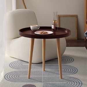 Petite table basse ronde, table d'appoint moderne avec 3 pieds stables, table d'appoint multifonctionnelle pour canapé, balcon, bureau (marron) - Product Image 1