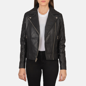 Blouson moto court en PU tissé imperméable et coupe-vent pour femme, style blazer, fermeture éclair, col boutonné, couleur unie, automne/hiver - Product Image 4