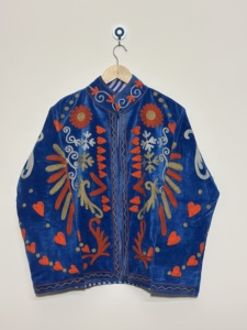 Hand Embroidered Knitted <b>Velvet</b> Suzani <b>Jacket</b> Floral Pattern Autumn/Winter Outerwear <b>Women</b> Vintage Cotton Lining Breathable - Product Image 3