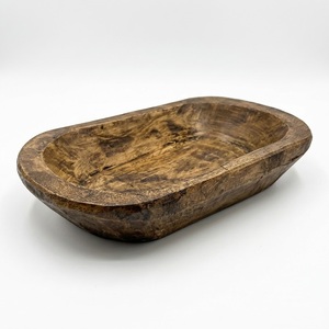 Bol à pâte rustique en bois sculpté à la main, style antique, ovale, pour décoration de ferme, centre de table - Product Image 1