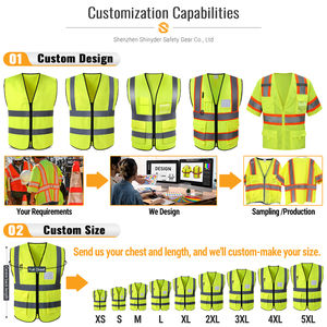 Chaleco de Seguridad Fluorescente Amarillo de Alta Visibilidad para Verano, Clase 3, con Cinta Reflectante de 3 Pulgadas, Productos de Ropa de Seguridad Reflectante - Product Image 4