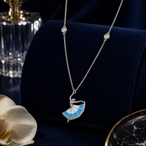 Collier Pendentif Danseuse de Ballet en Argent Sterling 925 Émaillé et Zircon, Chaîne Mignonne pour Femmes et Filles, Idéal pour le Quotidien, les Fêtes, Cadeau, Bijoux Fins - Product Image 1