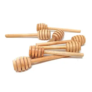 Eco Handgemaakte Houten Honing Dipper Stick Individueel Verpakt Perfect Voor Bruiloft Douche Feest Honingpot Lepel Of Honing Wands