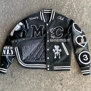 Chaquetas Universitarias Unisex, Chaquetas Letterman Lisas, de Lana, Poliéster/Algodón, Transpirables, para Invierno, OEM, Estilo Urbano - Product Image 3