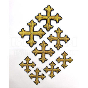 Patchs liturgiques brodés en gros, croix byzantine en fil doré métallique, applique pour vêtements sacerdotaux d'église - Product Image 2