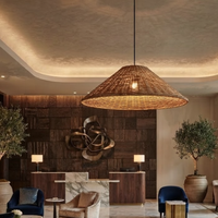 Suspension Conique Rétro en Rotin Tressé, Design Européen Moderne pour Cafés, Complexes Hôteliers et Intérieurs Résidentiels, Décoration Artisanale de Plafond, Abat-jour