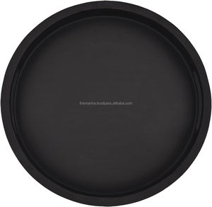 <b>Large</b> Vintage Acacia Wood Round Serving <b>Tray</b> Cutout Handle Rustic Farmhouse Style Home Restaurants Coffee Food Breakfast Decor - Product Image 3