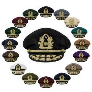 Black Formal Embroidered Peak Cap Hand made Gold Leaf Design Premium Wool Blend Custom Logo Adjustable Uniform Style Visor Cap - Product Image 1