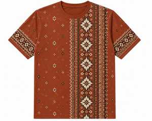 Camiseta de Manga Corta para Hombre, Negra, con Estampado Geométrico, Logotipo Personalizado, Unisex, 100% Algodón, Estampado Étnico - Product Image 4