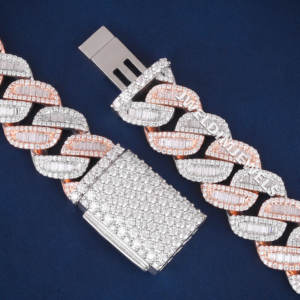 Cadena de diamantes estilo hip hop de plata de ley 925, collar cubano de dos tonos con diamantes de moissanita para hombres y mujeres - Product Image 6