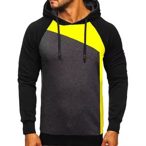 Fashion Men's Geometric Colorblock Hoodies Athletic Slim Fit Breathable Pullover Heavyweight Cotton Casual Long Sleeve Tee - Product Image 3