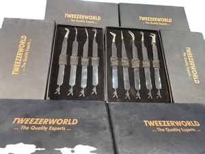 <b>Wholesale</b> Custom Logo 4pcs or 5pcs Black Individual Eyelash Tweezers Set TWEEZER WORLD <b>Premium</b> <b>Cosmetic</b> Supplies - Product Image 1