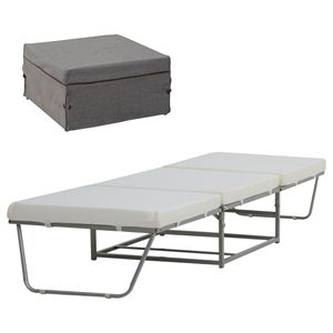 Divano Letto Ottomano Convertibile Grigio Senza Braccioli con Funzione Morbida Estensibile e Pieghevole per Soggiorno - Product Image 1