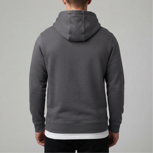 Sudadera con Capucha para Hombre, Color Gris Oscuro, Felpa de Algodón, Corte Regular, Logotipo Bordado, Bolsillo Delantero, Transpirable, para Invierno - Product Image 3