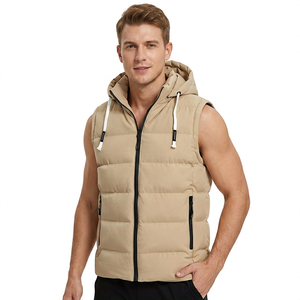 Chaleco Acolchado Reversible sin Mangas con Capucha para Hombre, Cierre de Cremallera, Resistente al Viento, de Lona, Informal, para Invierno, Color Sólido, Corte Regular - Product Image 2