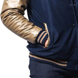 Chaqueta estilo Letterman con mangas de cuero de inspiración urbana, con un atractivo moderno, ideal para las tendencias del streetwear de invierno. - Product Image 6