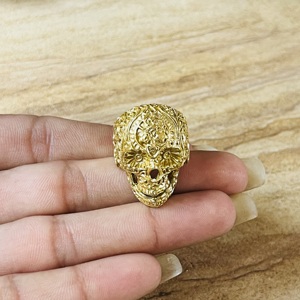 Bague Tendance Hip Hop Crâne Gothique en Laiton pour Hommes, Plaqué Or 18 carats, Style Punk Massif, Bijoux de Motard, Vente en Gros/OEM/ODM - Product Image 5
