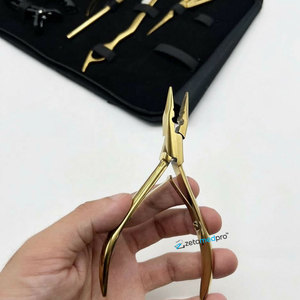 Pinza de 2 orificios de acero inoxidable quirúrgico con plasma dorado, tipo cuchilla, pinza de cocodrilo, tijera para extensiones de cabello - Product Image 2