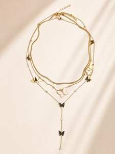 Wholesale Brass 18K Gold Plated Constellation <b>Charm</b> <b>Necklace</b> Enamel CZ Multi Chain Bohemian Fashion Jewelry Women Gift - Product Image 3